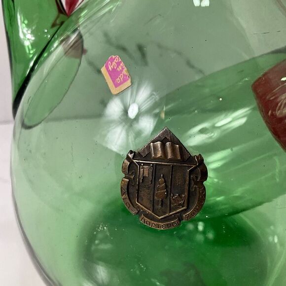 VINTAGE Green Glass Wine Chiller Decanter - Picture 4 of 4